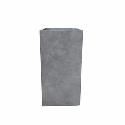 Kante Square Lightweight Concrete and Weather Resistant Fiberglass Indoor Outdoor Tall Planter with Drainage Hole