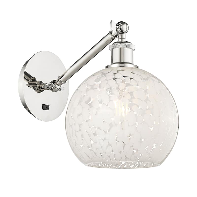 Innovations Lighting 317-1W-10-8 White Mouchette Sconce White - Polished Nickel