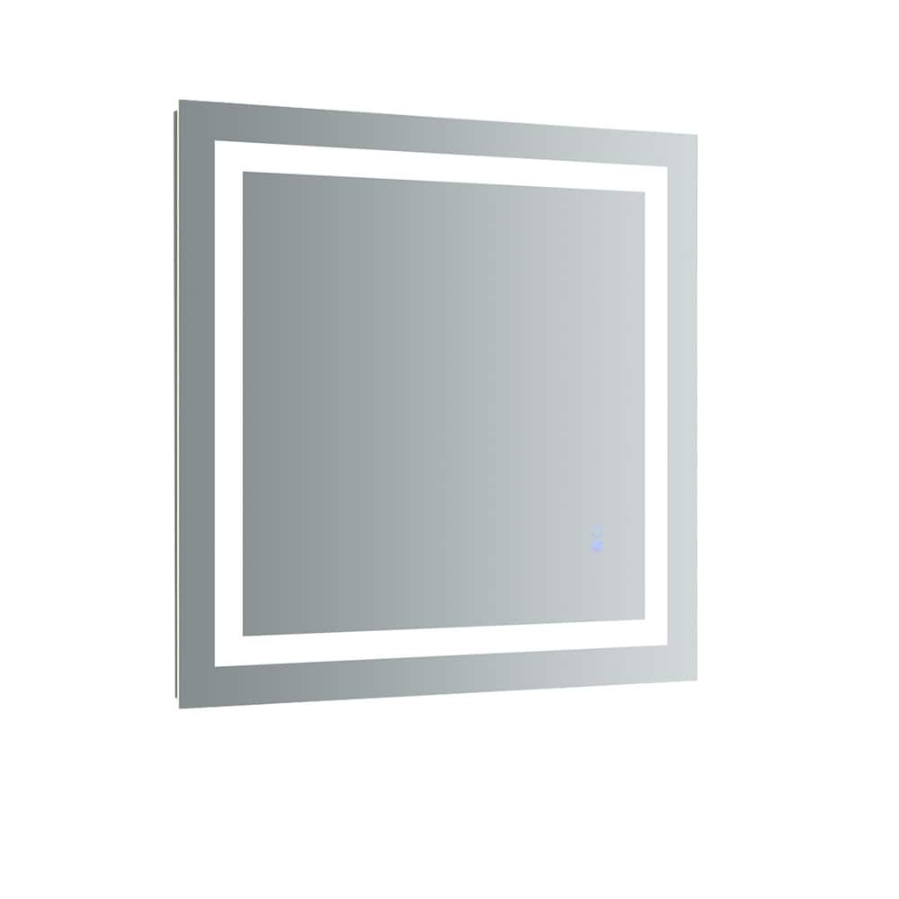 Fresca Luminosa 30" x 30" Framed Bathroom Mirror with LED Lighting and