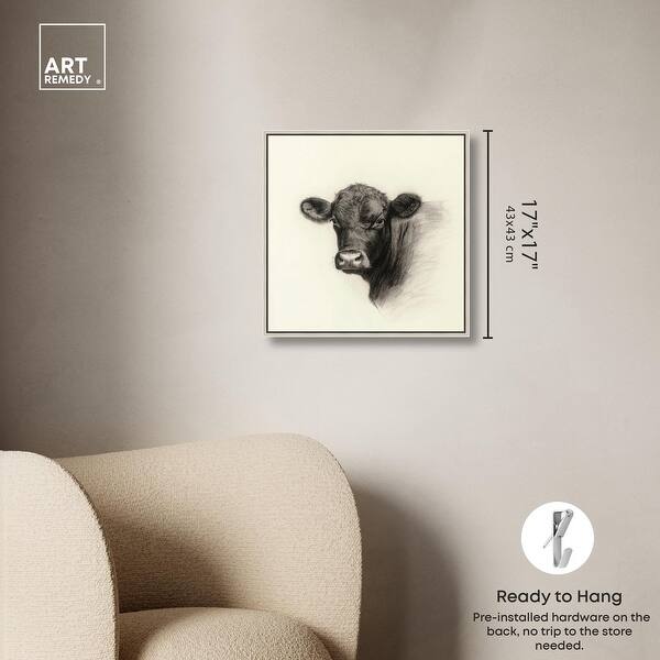 dimension image slide 9 of 24, Darkness in Detail of Cow Canvas Animal Art Prints by Art Remedy