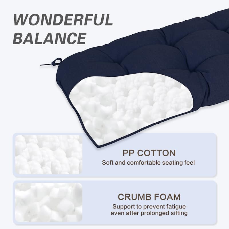 Aoodor Outdoor Polyester Tufted Bench Cushion, Water-resistant & Fade-Resistant Cushion