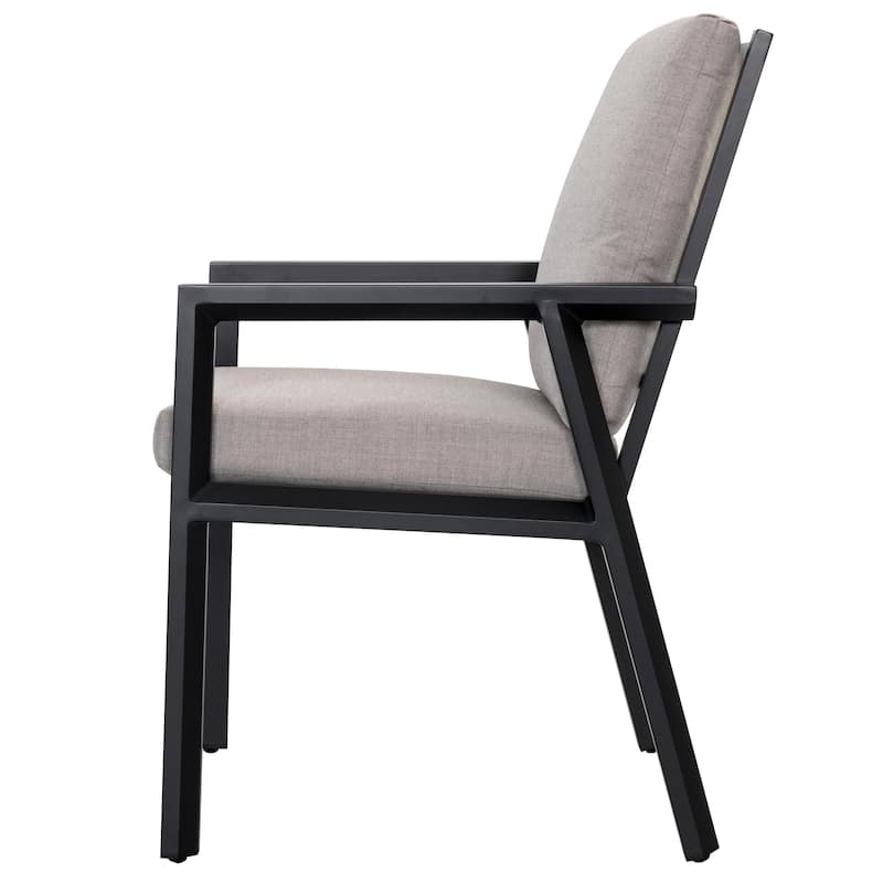 Outdoor 4-Piece Aluminum Dining Chairs with Gray Cushions