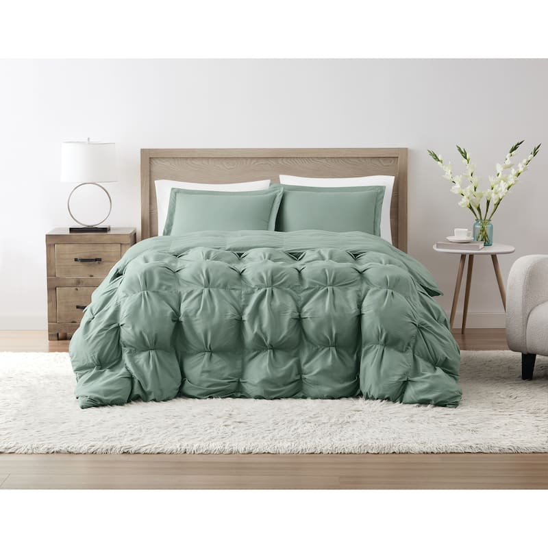 Truly Soft Oversized Puffer 3 Piece Comforter Set - Green - Oversized King - 3 Piece