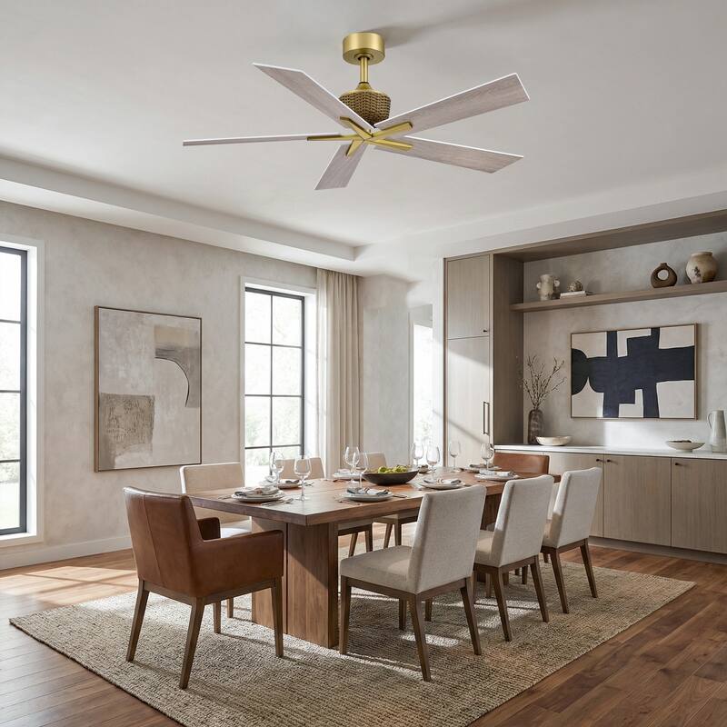 52" Modern Gray 5-Blade Reversible Indoor Outdoor Ceiling Fan with Remote, No Light