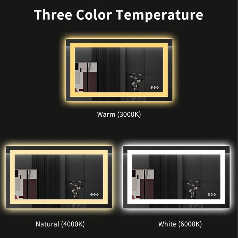 40x24 Inch Frameless LED Bathroom Mirror,Smart Mirror - White
