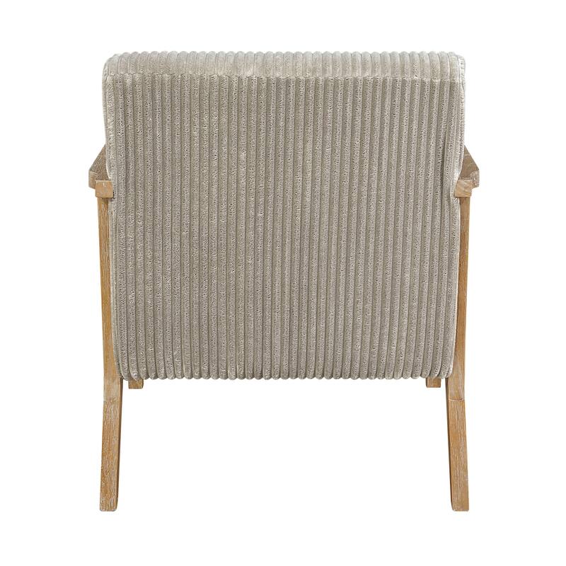 Bennett 27" Corduroy Accent Chair with Wood Frame & Matching Pillow
