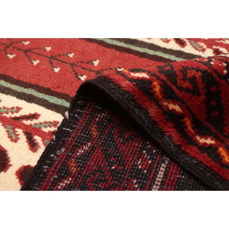 ECARPETGALLERY Hand-knotted Baluch Cream, Dark Red Wool Rug - 3'4 x 5'10