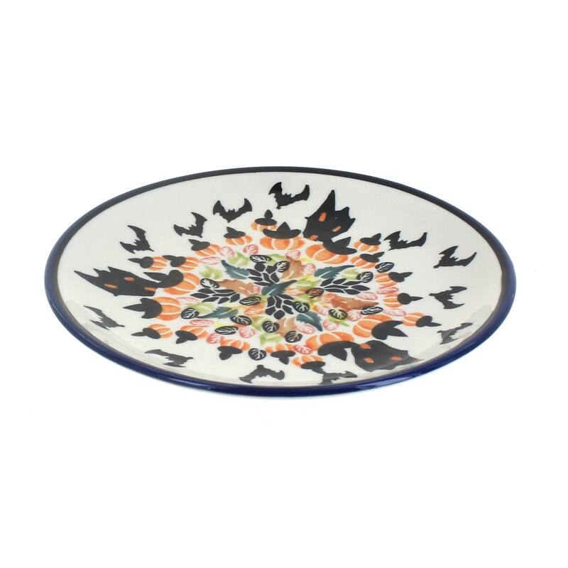 Blue Rose Polish Pottery Zaklady Dessert Plate - Haunted House