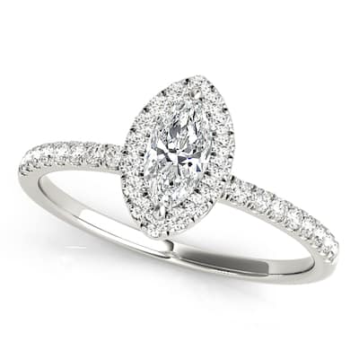 Auriya 14k White Gold Lab Grown Marquise Diamond Halo Engagement Ring 0.50 to 5.00 ct. tw. (F-G VS)