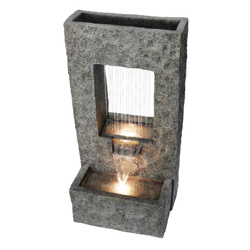 LED Lighted Cascading Outdoor Garden Water Fountain - 31.5"