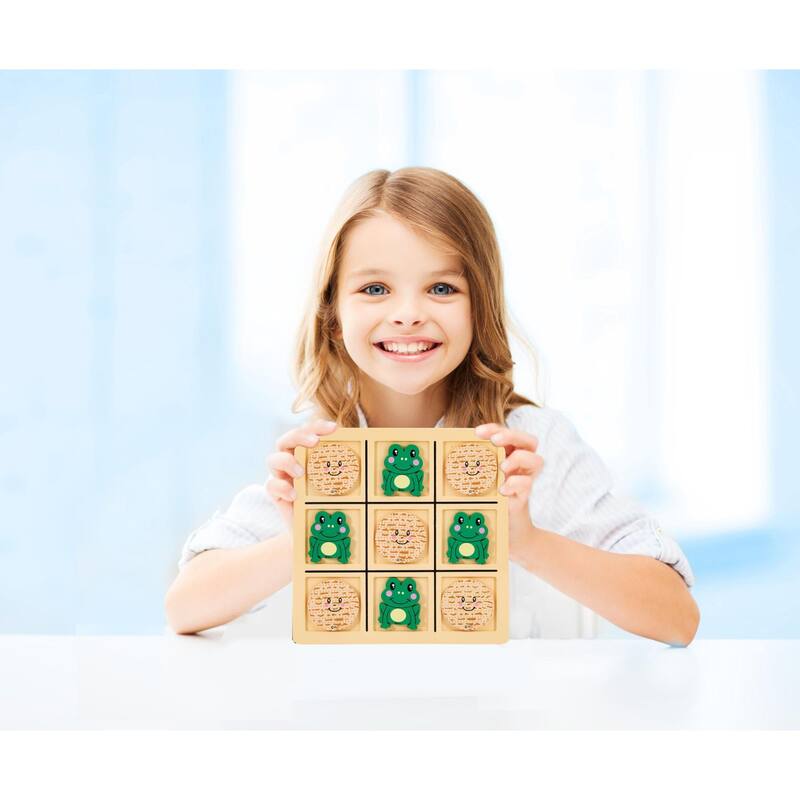 8" Beige and Green Frog Passover Tic Tac Toad Game