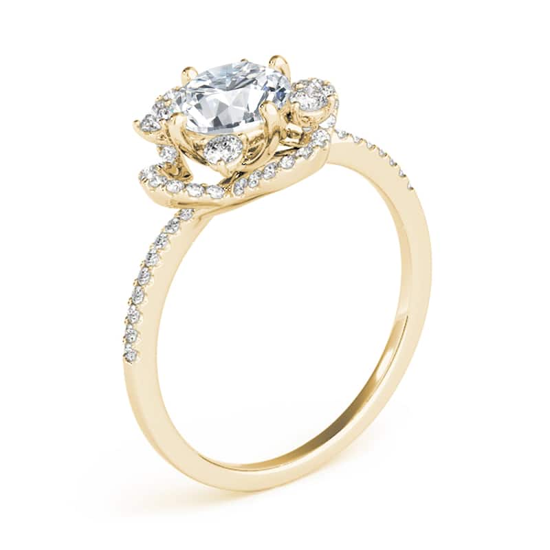 Auriya 14k Yellow Gold Lab Grown Round Diamond Halo Engagement Ring 0.50 to 5.00 ct. tw. (F-G VS)