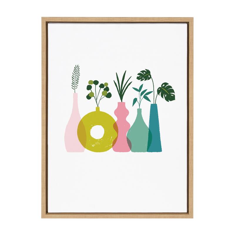 Kate and Laurel Sylvie Plant Play Framed Canvas by Duchess Plum