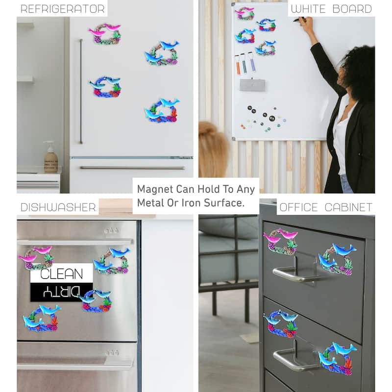CoTa Global Dolphin Coral Reef Refrigerator Magnets Set of 4 - 4″Lx0.5″Wx3″H