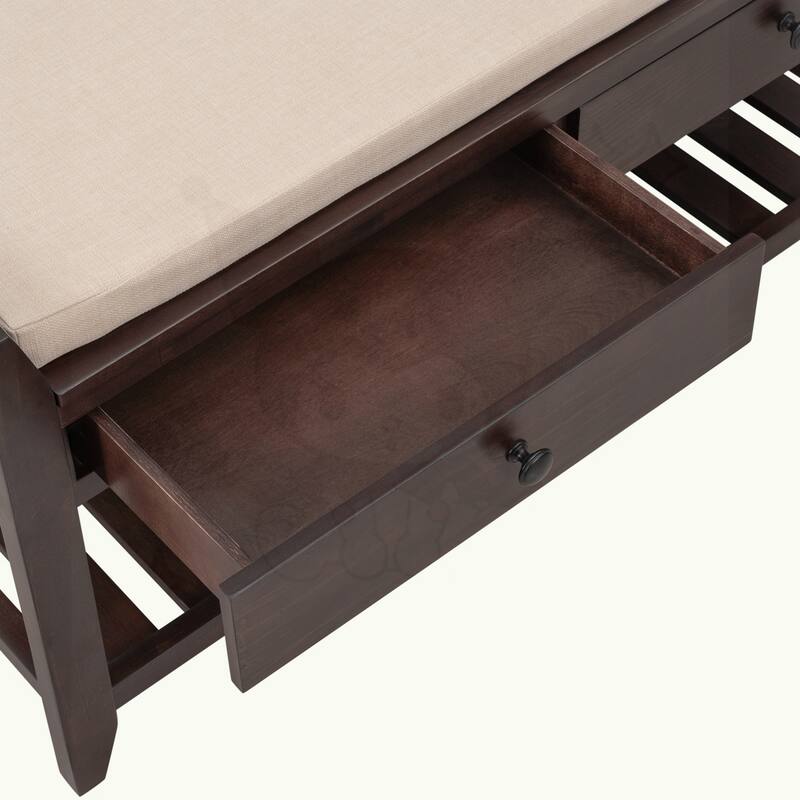 Shoe Rack with Cushioned Seat and Drawers