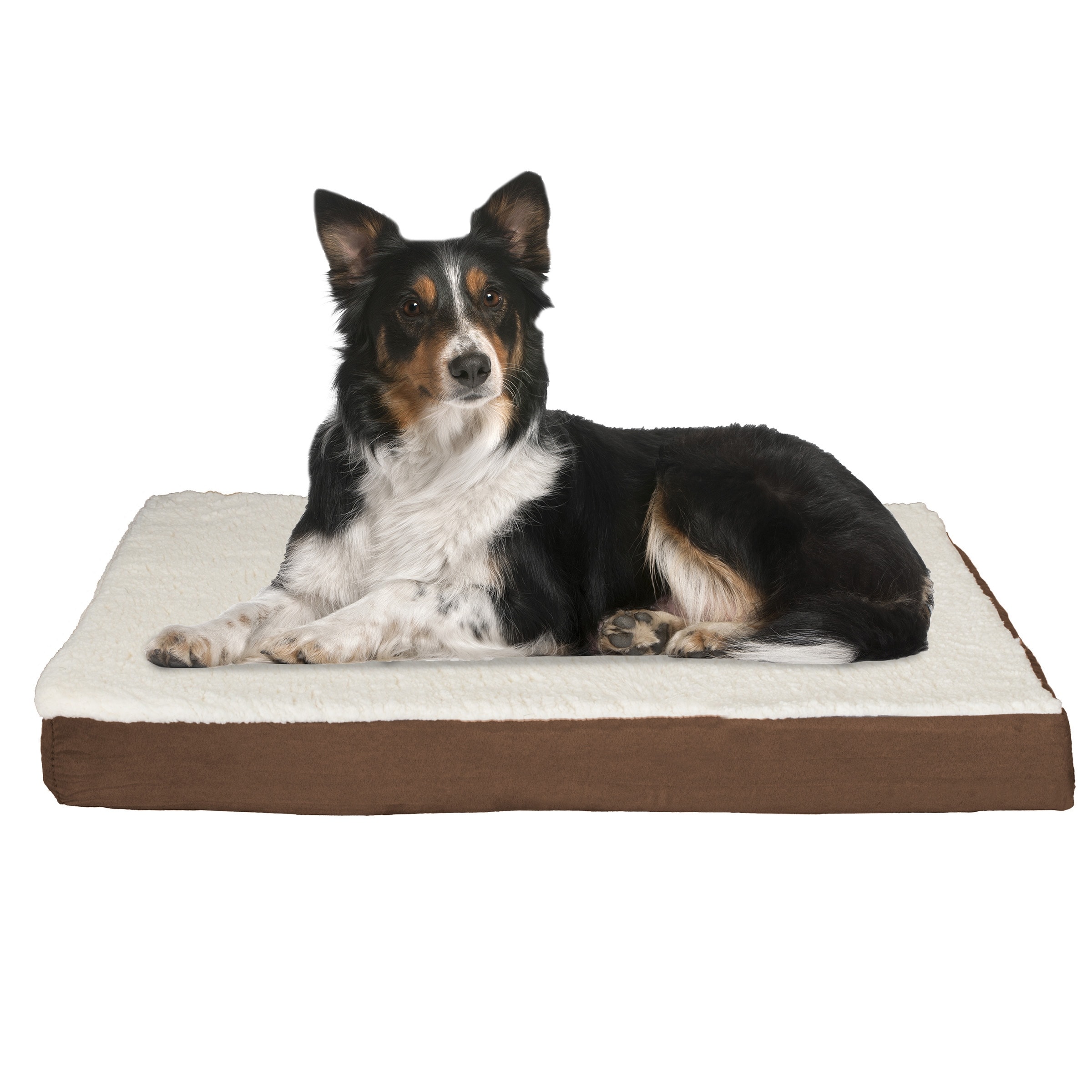 PETMAKER 80 PET5090B Orthopedic Sherpa Top Pet Bed with Memory Foam and Removable Cover 36x27x4 Brown Large
