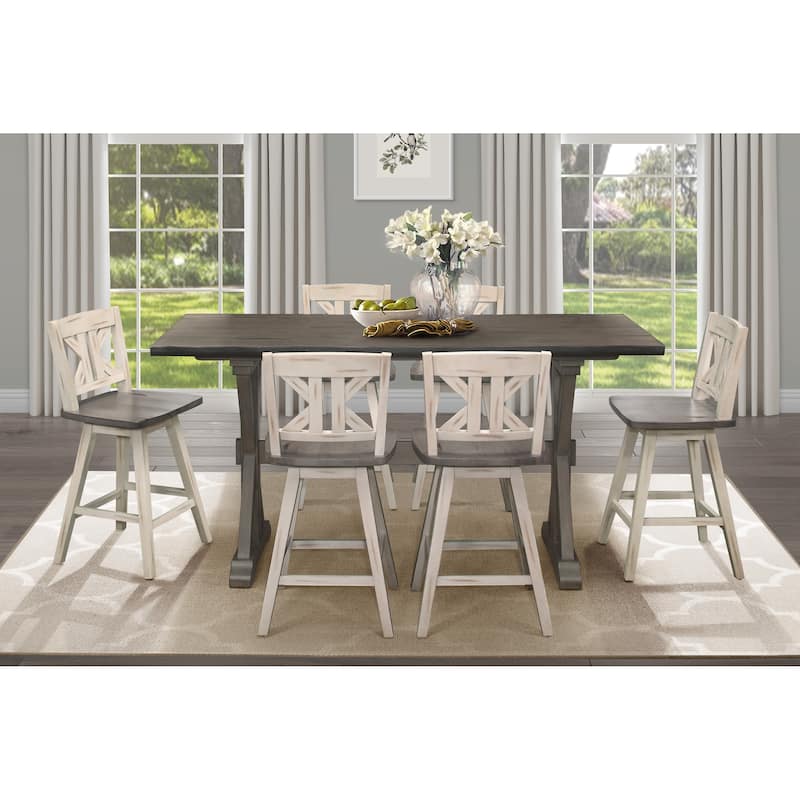 Rustic Look Distressed Gray Finish 1pc Counter Height Dining Table Solid Rubberwood Kitchen Dining Furniture