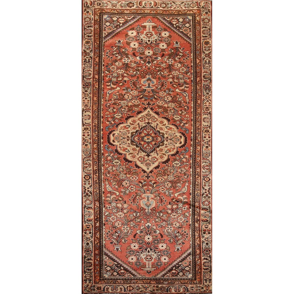 Hand Knotted Oriental 100% Wool Carpet Traditional Floral Oranges & Rust Lilian Area Rug - 10' 8'' X 4' 9''