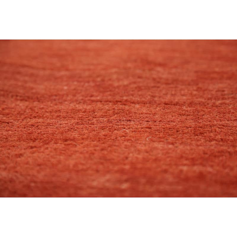 Orange Gabbeh Modern Area Rug Hand-Knotted Wool Carpet - 9'0"x 11'7"