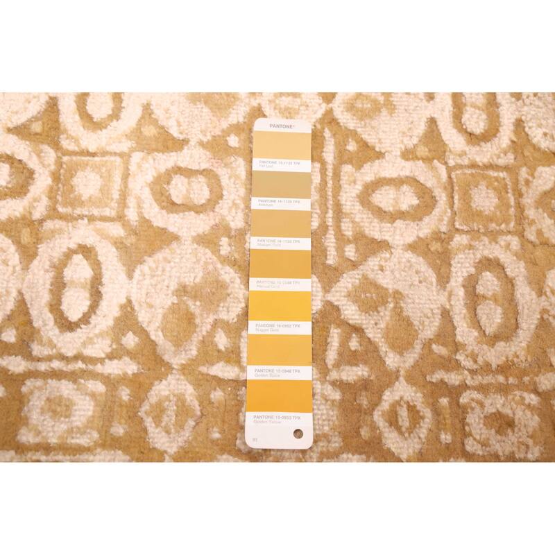 ECARPETGALLERY Hand-knotted Heritage Dark Gold Silk, Wool Rug - 7'6 x 9'7