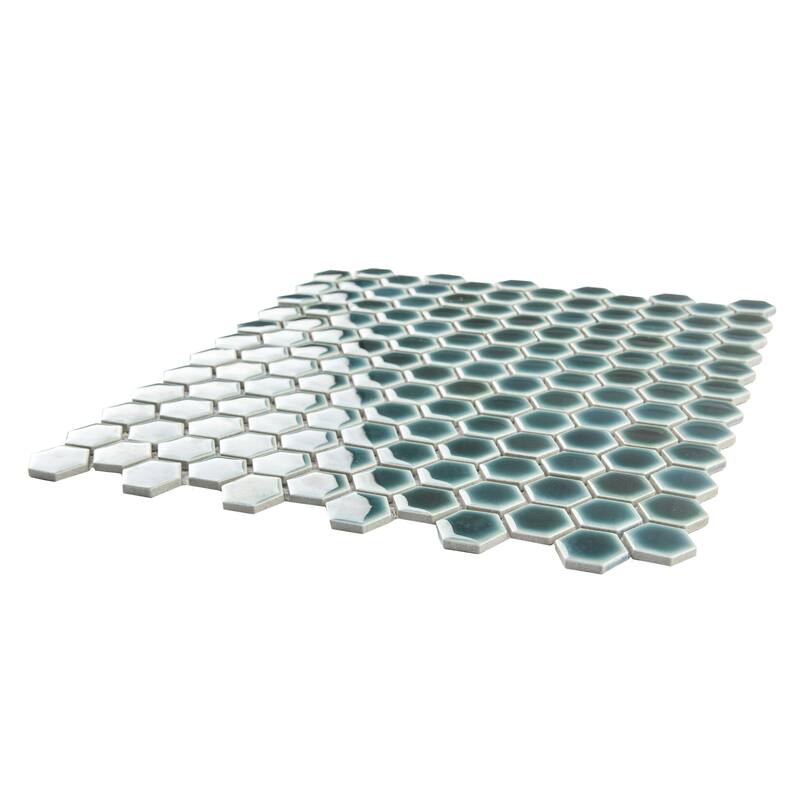 Merola Tile Hudson 1" Hex Emerald 11-7/8" x 13-1/4" Porcelain Mosaic Floor and Wall Tile