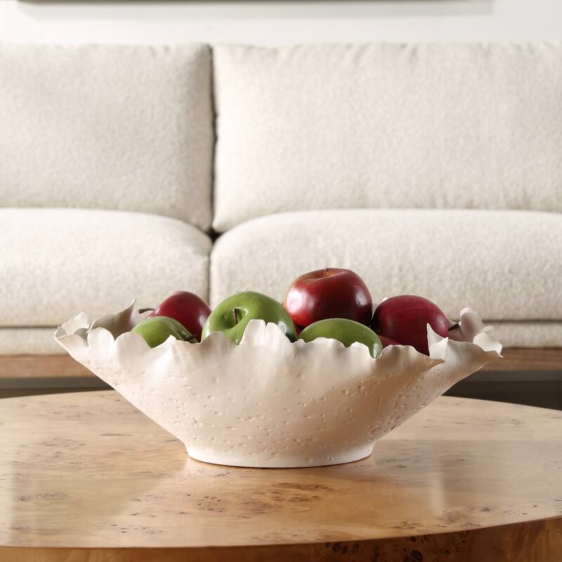 Uttermost Blossom Short Off-white Bowl - 4.5'' H X 16.75'' W X 12'' D