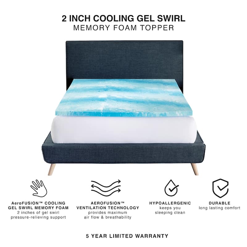 Bodipedic Cooling Gel Swirl Memory Foam Mattress Topper