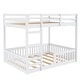 preview thumbnail 20 of 18, Stylish and Simple Full Size Wooden Bunk Bed, Solid Pine Full over Full Floor Bunk Bed Frame with Ladder and Guardrails