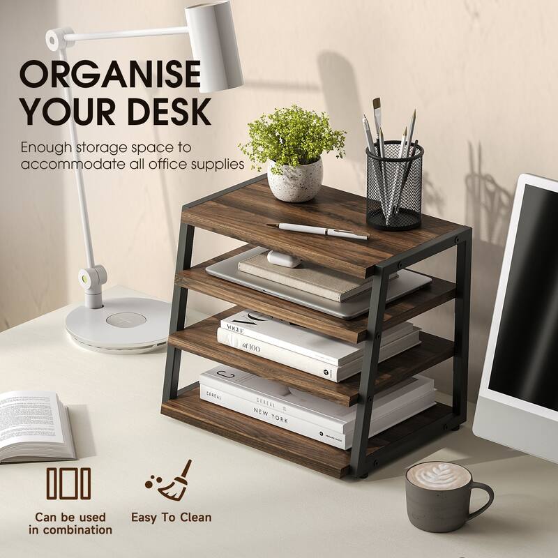 Fenge Desk Organizer, 4 Tier File Organizer for Desk - 14.6x10.5x12.1 inches