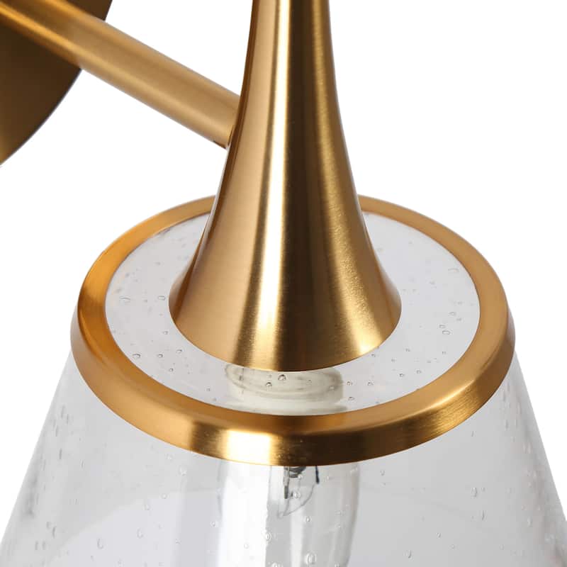 Mola Modern Gold 4-Light Bathroom Vanity Light Glass Metal Wall Sconce - L 29.1" x W 7.9" x H 9"