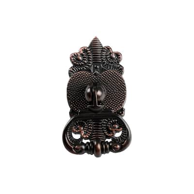 Utopia Alley Vallia Cabinet Ring Pull Knob - Vintage Cabinet Oil Rubbed Bronze Hardware with Hand, 2.6"