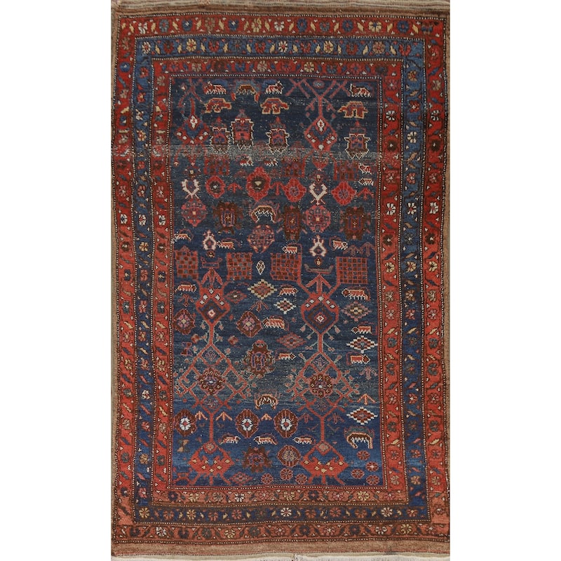 Antique Heriz Bakhshayesh Persian Area Rug Hand-Knotted Wool Carpet - 4'6"x 7'9"