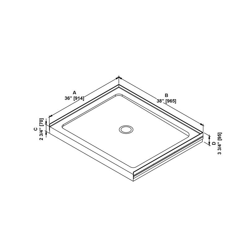 Adena White Shower Base 60x36 in white