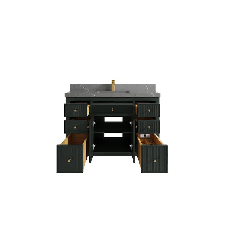Willow Collections 48 in W x 22 in D Sonoma Free Standing Reeded Single Sink Bathroom Vanity with Countertop