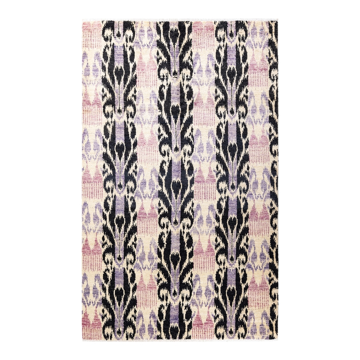 Overton Hand Knotted Wool Vintage Inspired Modern Contemporary Modern Ivory Area Rug - 6' 0" x 9' 3"