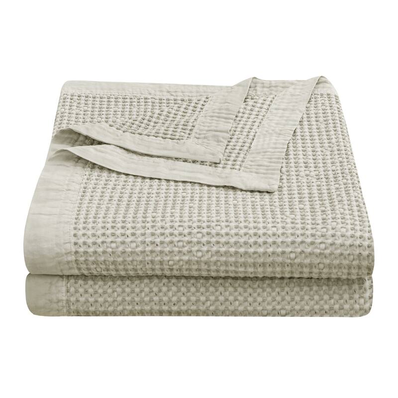 HiEnd Accents Stonewashed Cotton Waffle Weave Cotton 1 Piece Coverlet