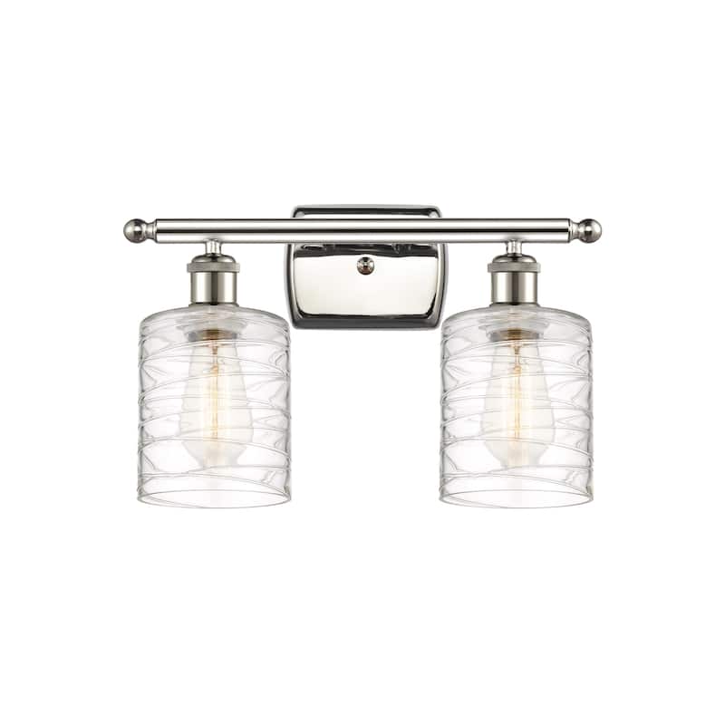 Innovations Lighting 516-2W-9-16 Cobbleskill Vanity Cobbleskill 2 - Polished Nickel / Deco Swirl