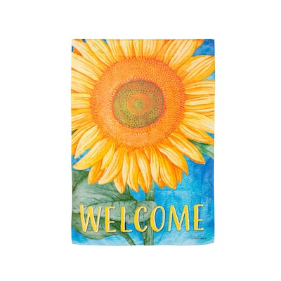 Welcome Sunflower Suede Garden Flag