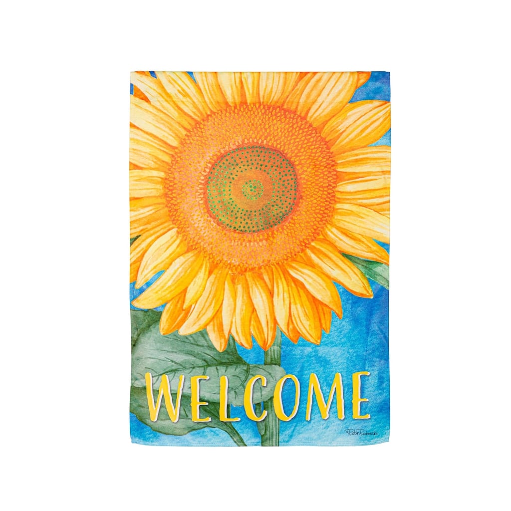 Welcome Sunflower Suede Garden Flag