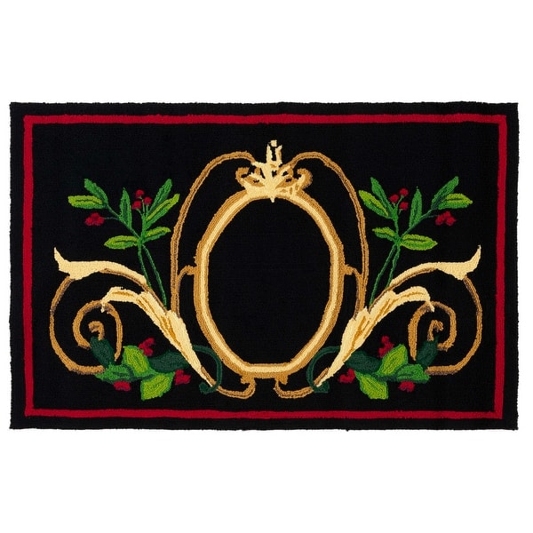 slide 2 of 2, SAFAVIEH Hand-Hooked Monogram Gjylnaze Half Moon Rug 2'6" x 4' - A - Black/Multi - Rectangle