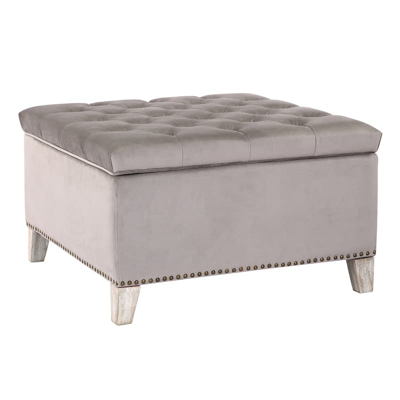 29.5" Wide Velvet Tufted Square Ottoman With Storage