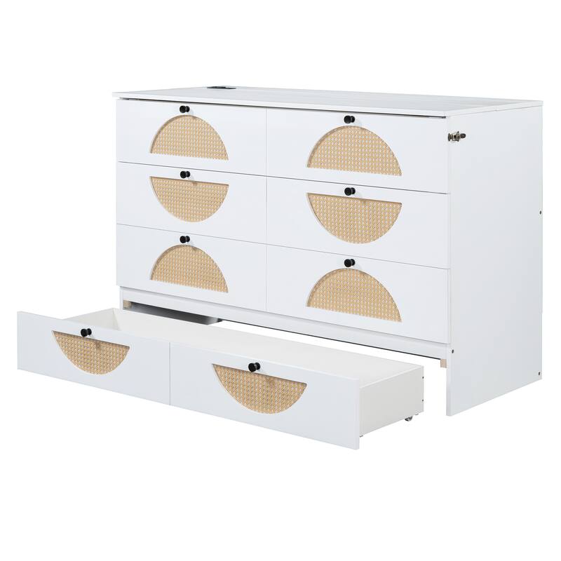Modern Murphy Bed with Drawer, USB Ports, and Outlets