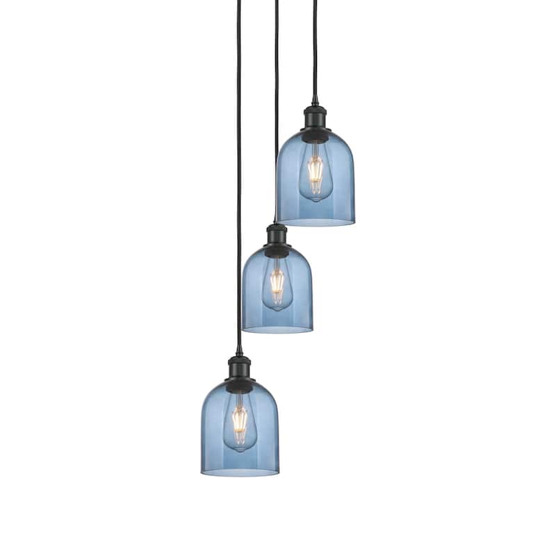 Innovations Lighting 113B-3P-30-12 Bella Pendant Bella 3 Light 12" - Matte Black / Princess Blue