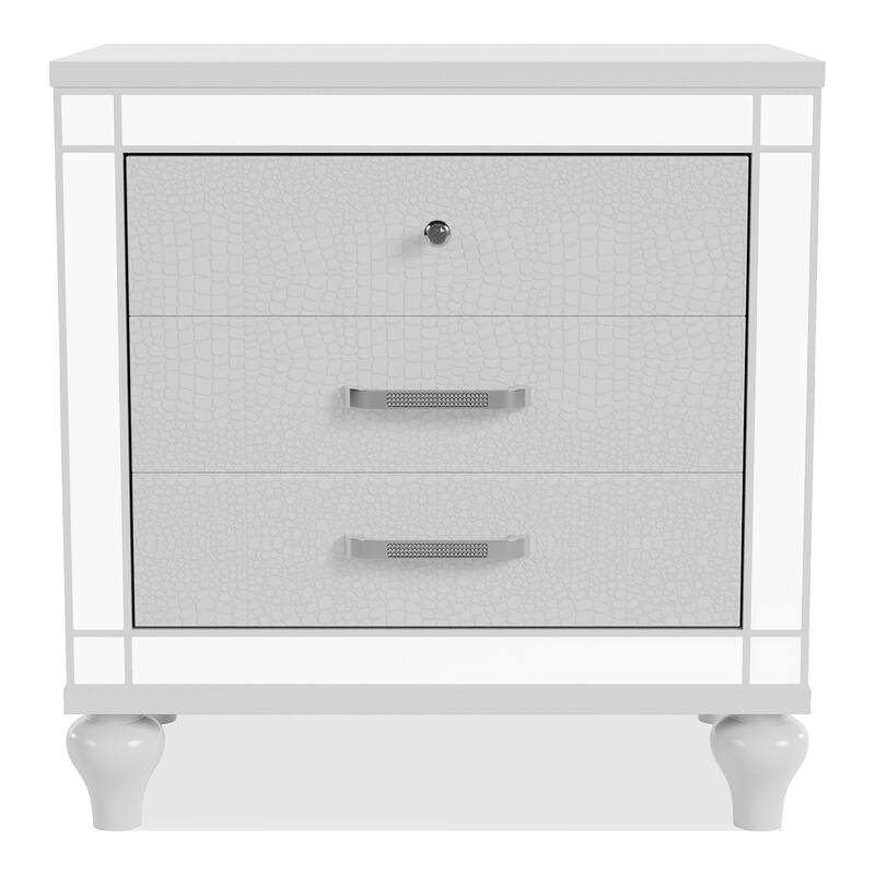 Derc Glam Solid Wood 3-Drawer Nightstand by Furniture of America