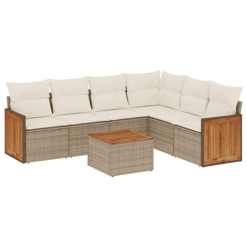 vidaXL Patio Sofa Set with Cushions Outdoor Conversation Furniture Poly Rattan