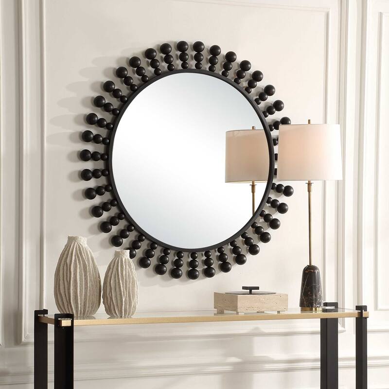 Uttermost 08237 Aziel 44" Sunburst Flat Metal Framed Accent Mirror