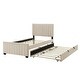 preview thumbnail 4 of 31, Twin Size Platform Bed with Trundle Bed, Velvet Upholstered Bed Frame with Headboard and Footboard No Box Spring Needed