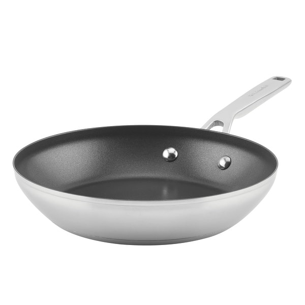 slide 2 of 9, KitchenAid 3-Ply Base Stainless Steel Nonstick Induction Frying Pan, 9.5-Inch, Brushed Stainless Steel