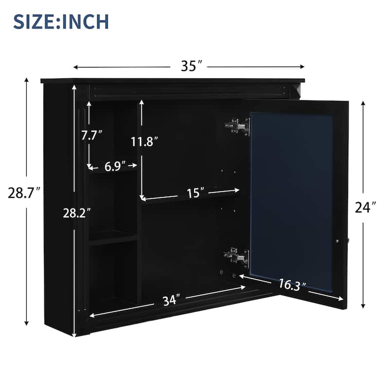 35'' x 28'' Wall Mounted Bathroom Medicine Cabinet - 35" x 7" x 29"