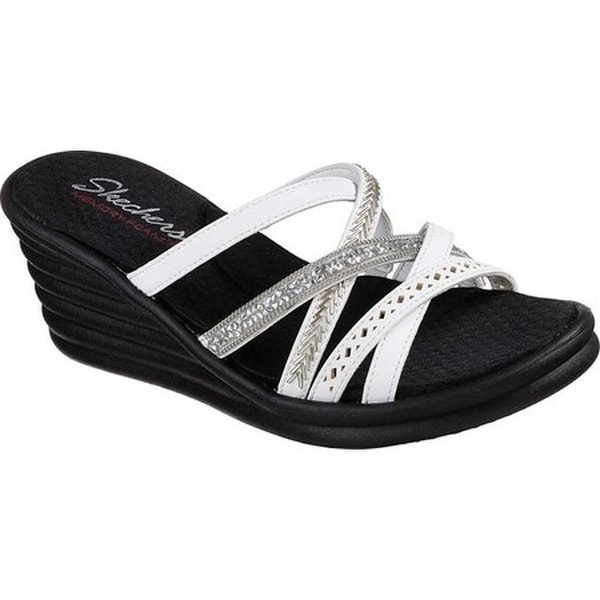 Shop Skechers Women's Rumblers Wave New Lassie Slide Wedge Sandal White - Free Shipping On 